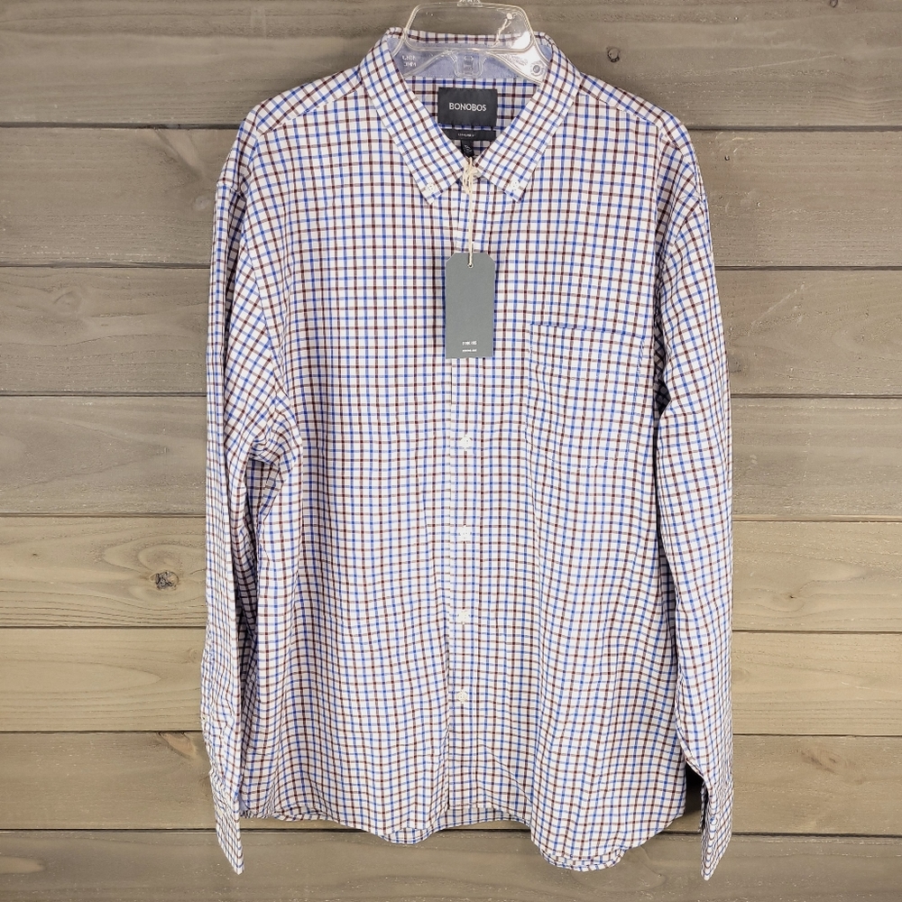 *NWT* Bonobos Mens Oxford Shirt 2XL (XL actual) Red/Blue